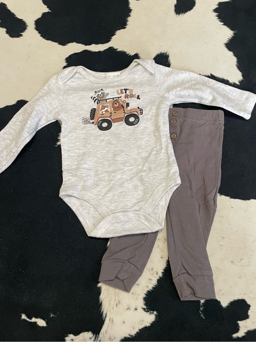 5/$20 Woodland Animal Onesie with Grey Pants